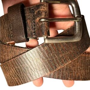 Vintage Brown Leather belt Men's large made in Mexico rustic‎ distressed